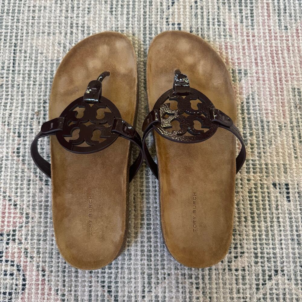 Tory Burch Miller Cloud Sandal in Plum/Natural Size 10 - Picture 7 of 11